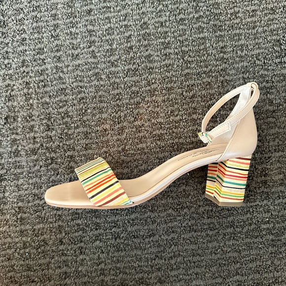 Brenda Zaro Nude Ankle Strap Heel Sandal w/ Colorful Stripes / Size 41 (US 10) - Picture 4 of 6